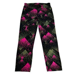 City Streets Women’s 3/4 Athletic Leggings Black/Multi Print Size Small